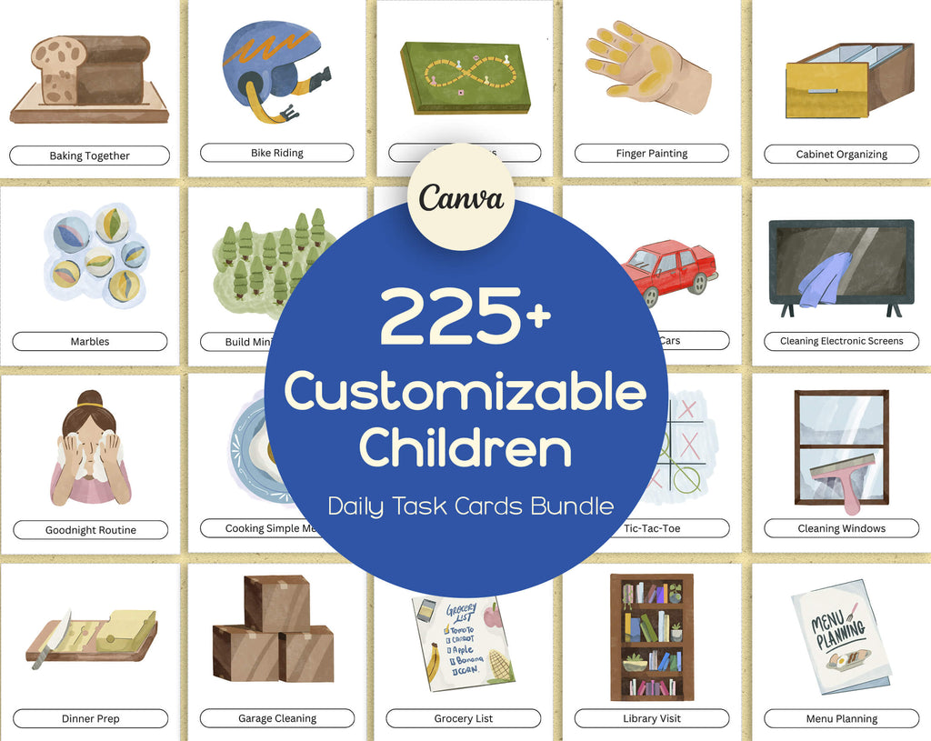225+ Customizable Kids' Activity & Chore Cards - PLR Bundle