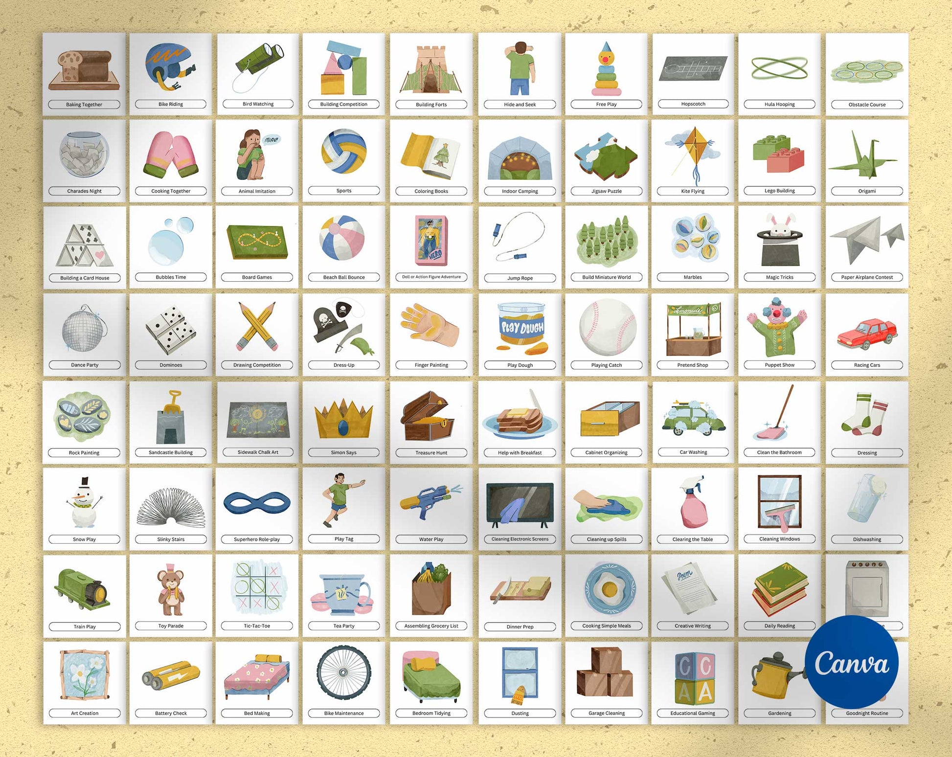 225+ Customizable Kids' Activity & Chore Cards - PLR Bundle