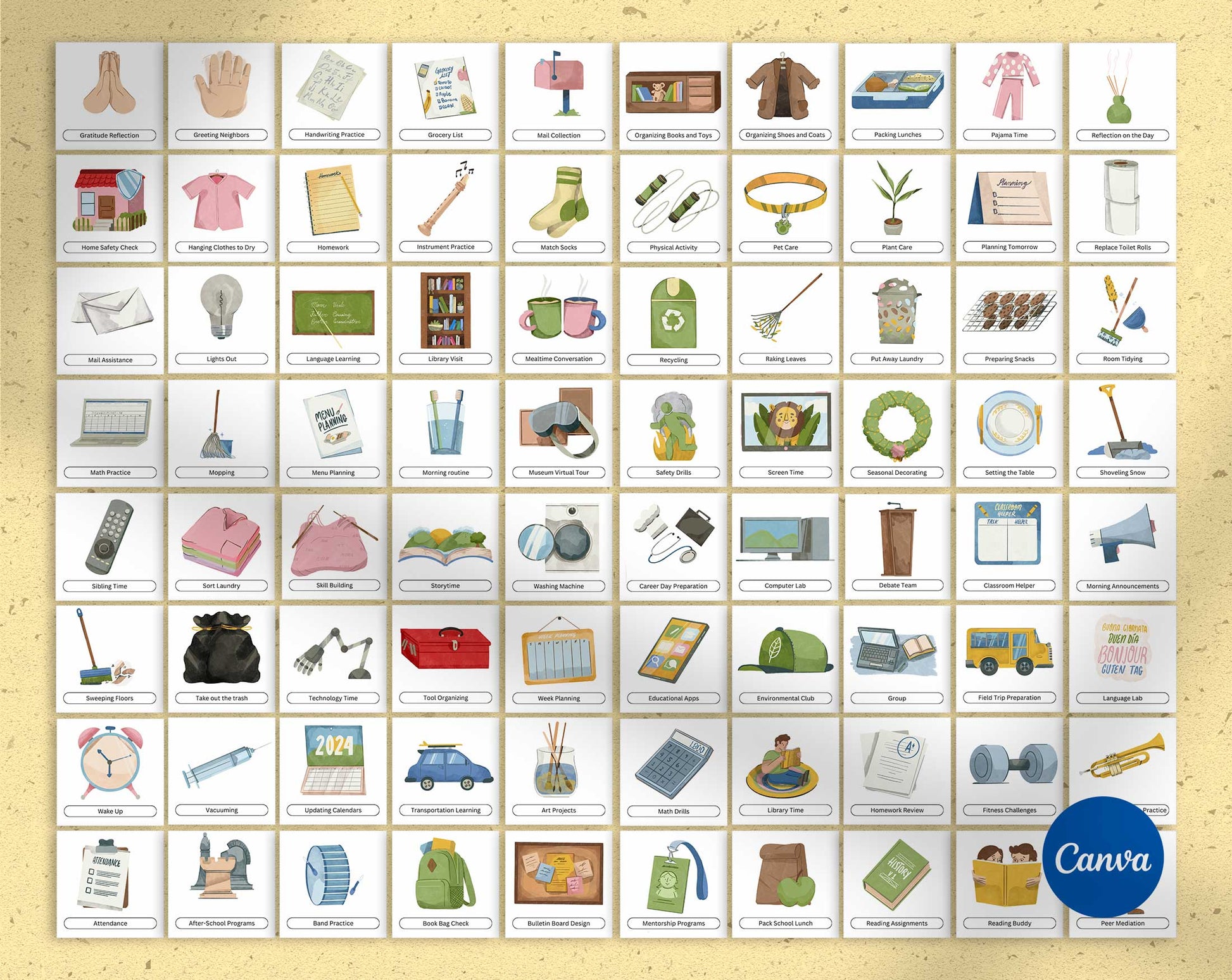 225+ Customizable Kids' Activity & Chore Cards - PLR Bundle