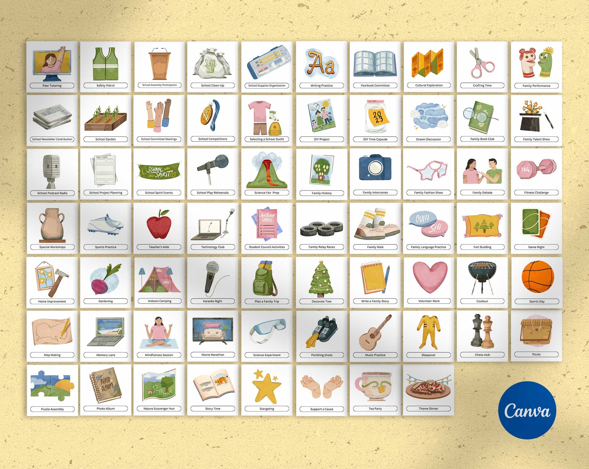 225+ Customizable Kids' Activity & Chore Cards - PLR Bundle