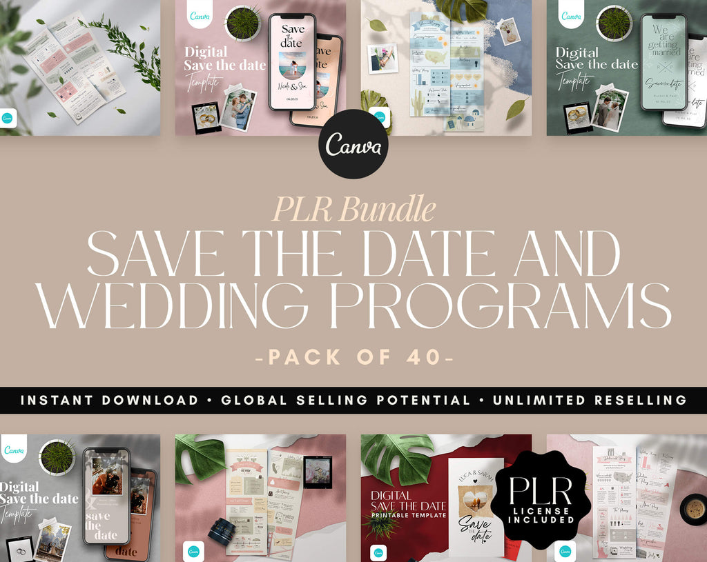 Save The Date and Wedding Program Templates - PLR Bundle